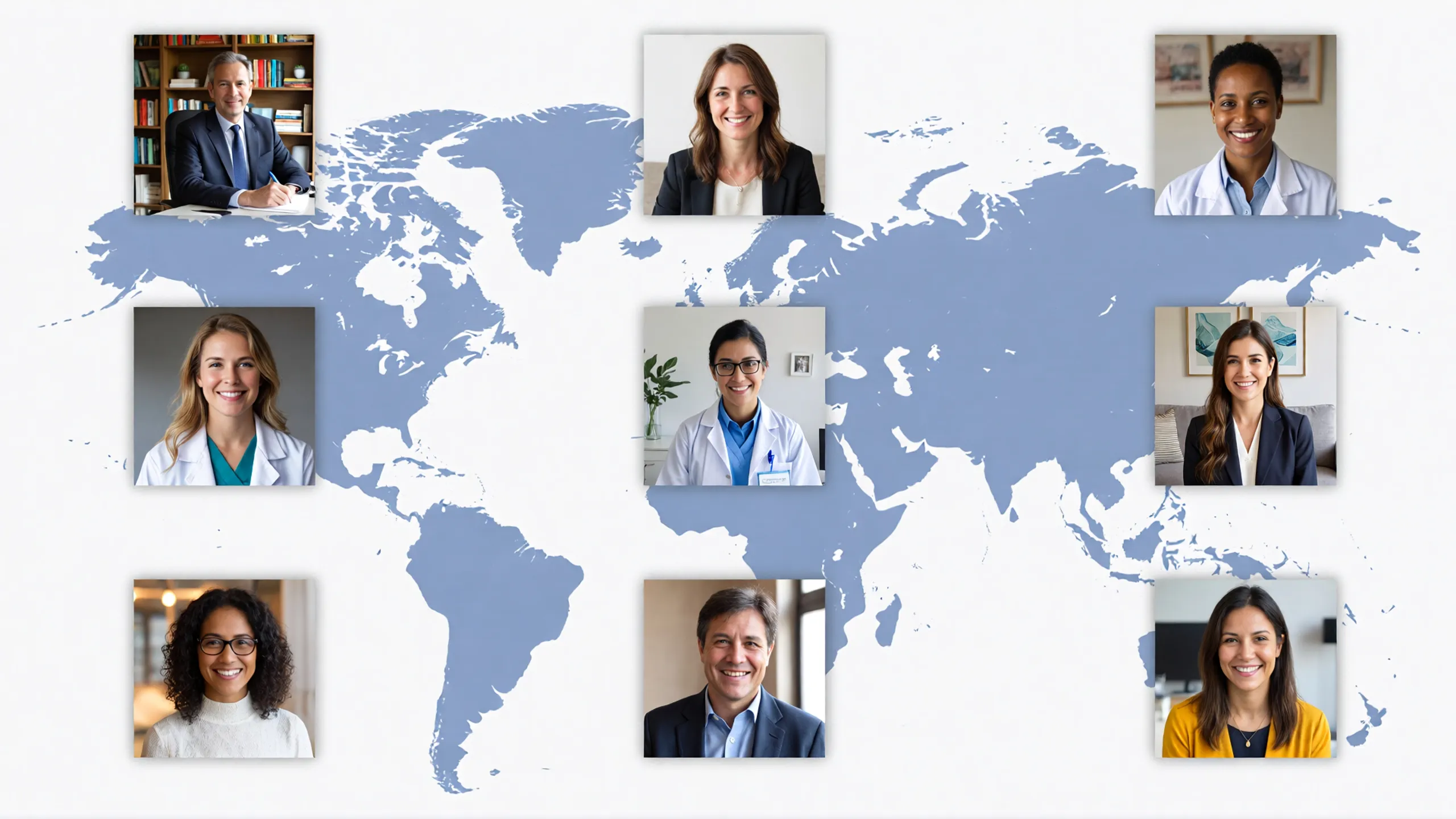 Diverse international clinicians attending an online schema therapy certification workshop on laptops.