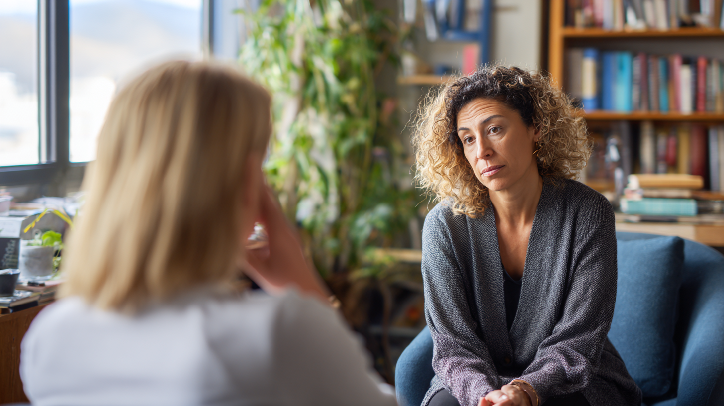 Client in psychotherapy office doing CBT and needing schema therapy to make more progress.