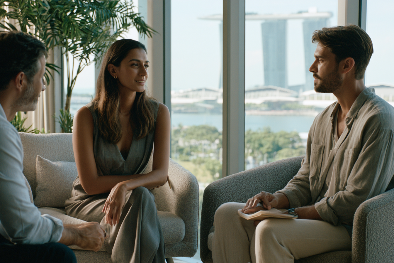 Couples therapist integrating schema therapy with EFT, Gottman, and CBT in a Singapore practice.